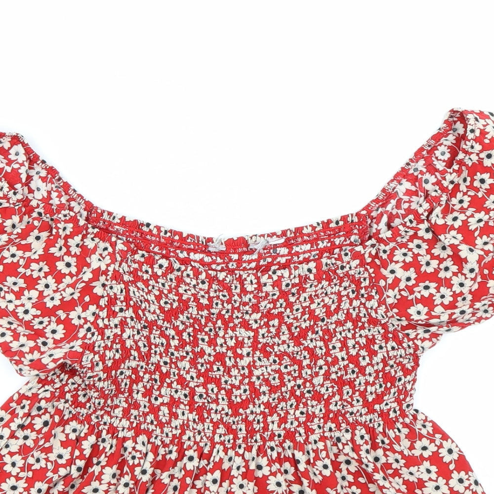 Dorothy Perkins Womens Red Floral  Basic T-Shirt Size 14