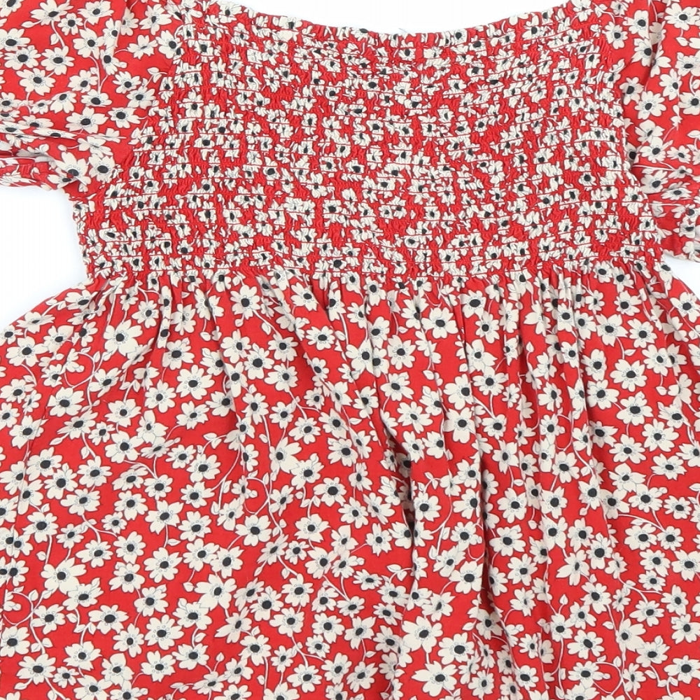 Dorothy Perkins Womens Red Floral  Basic T-Shirt Size 14