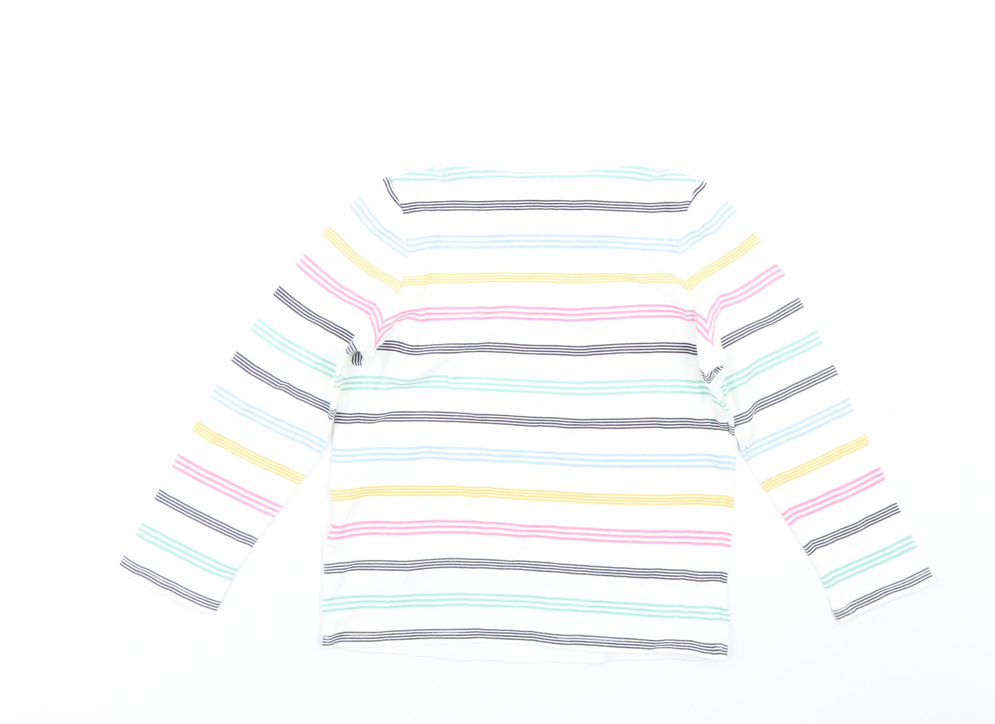 Joules Girls White Striped  Basic T-Shirt Size 7-8 Years