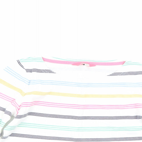 Joules Girls White Striped  Basic T-Shirt Size 7-8 Years
