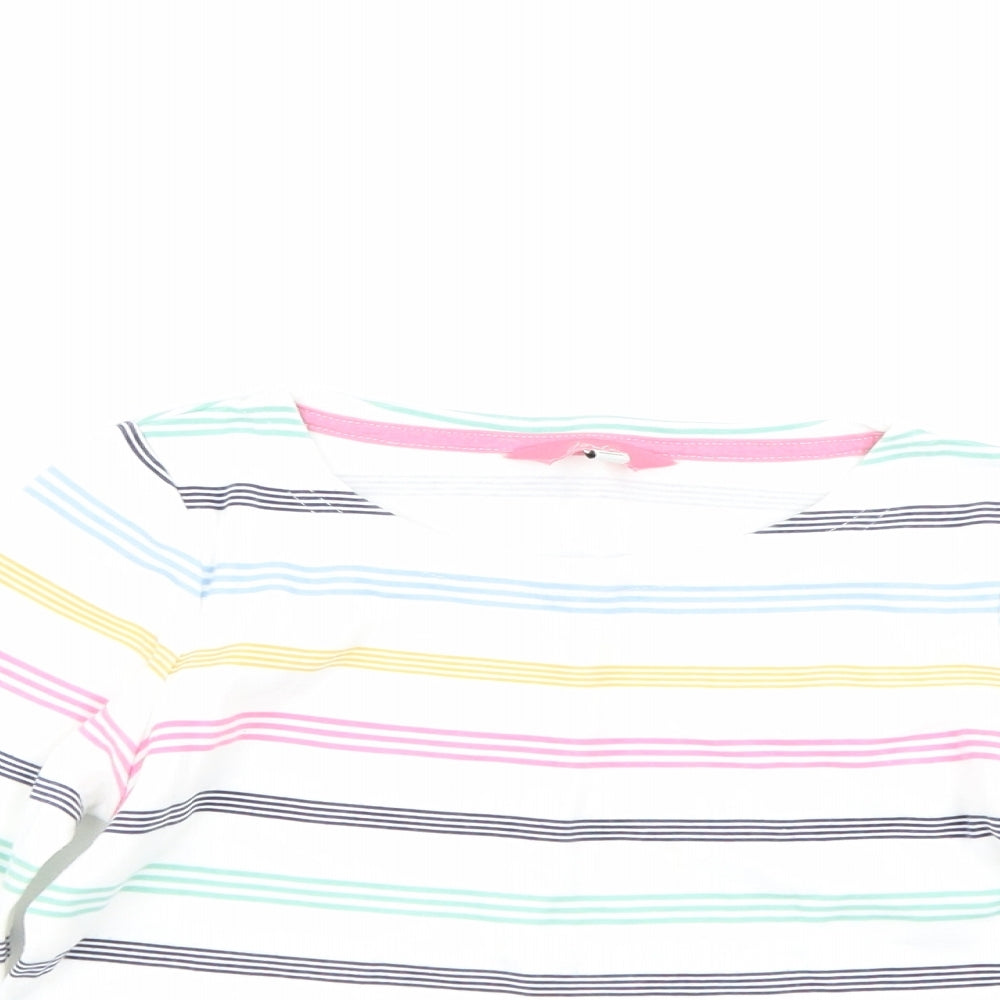 Joules Girls White Striped  Basic T-Shirt Size 7-8 Years