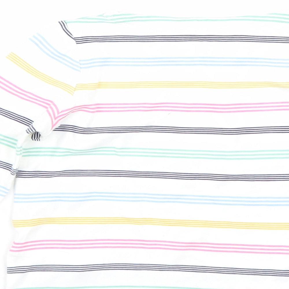 Joules Girls White Striped  Basic T-Shirt Size 7-8 Years