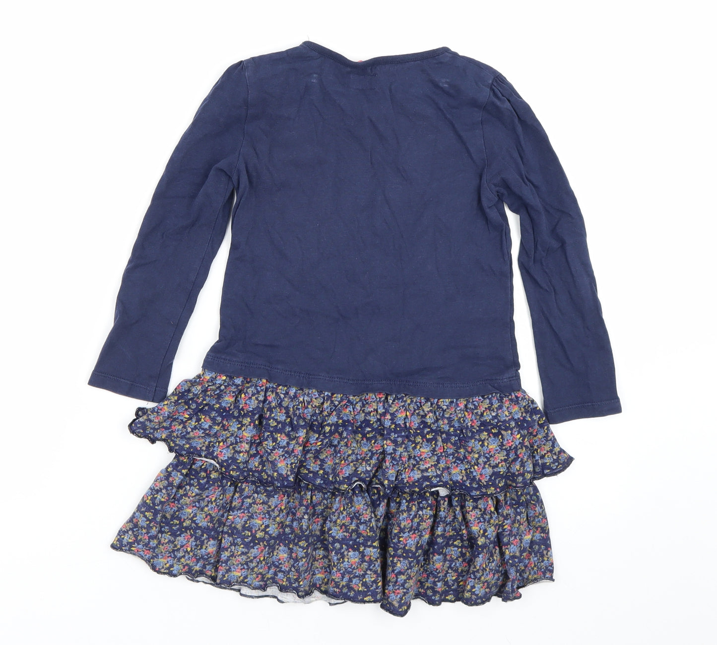 F&F Girls Blue Floral  T-Shirt Dress  Size 4-5 Years