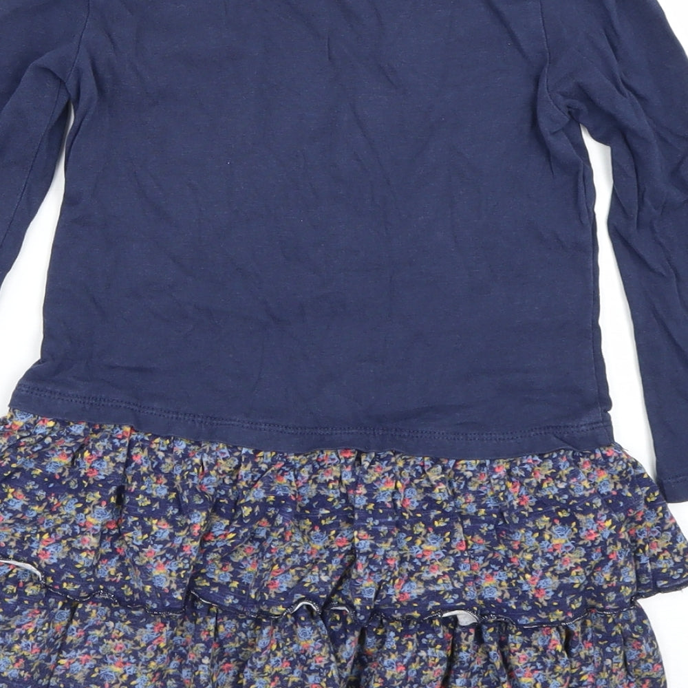 F&F Girls Blue Floral  T-Shirt Dress  Size 4-5 Years