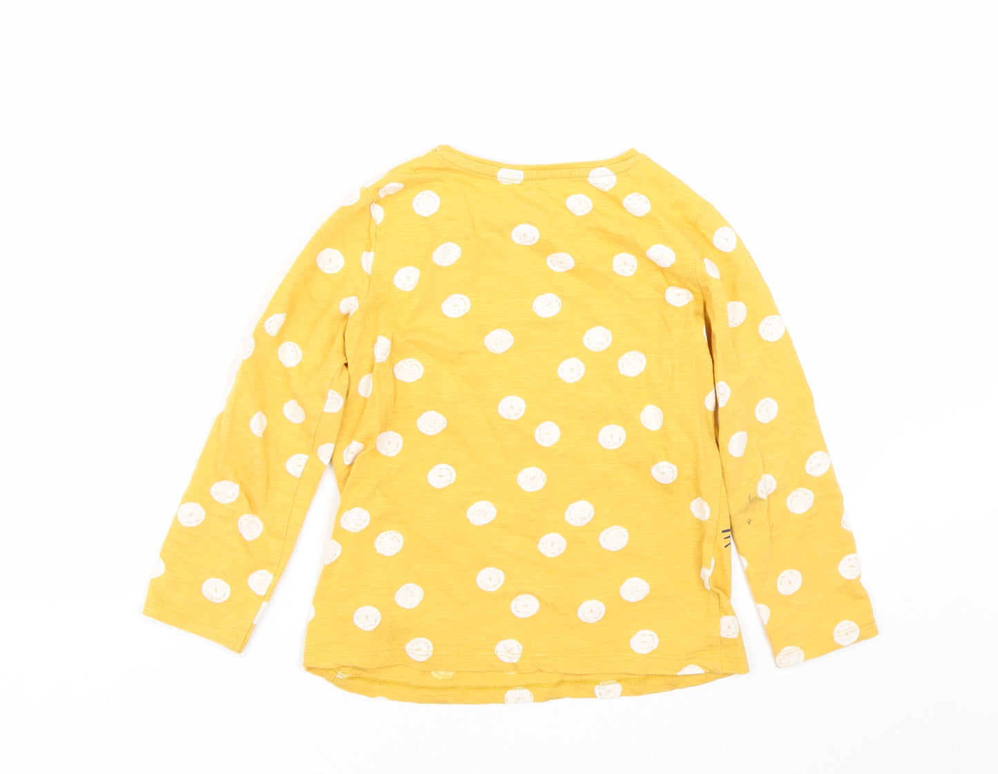 F&F Girls Yellow Polka Dot  Basic T-Shirt Size 5-6 Years