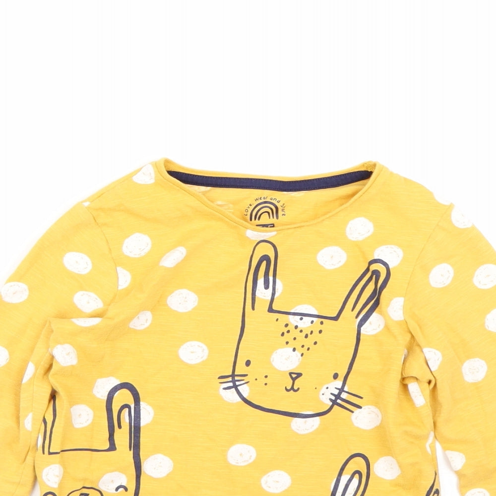 F&F Girls Yellow Polka Dot  Basic T-Shirt Size 5-6 Years