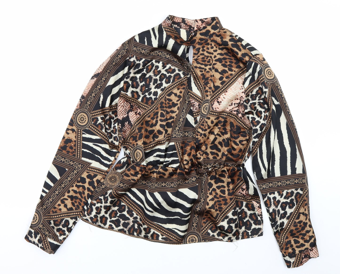 Quiz Womens Brown Animal Print  Basic Blouse Size 14