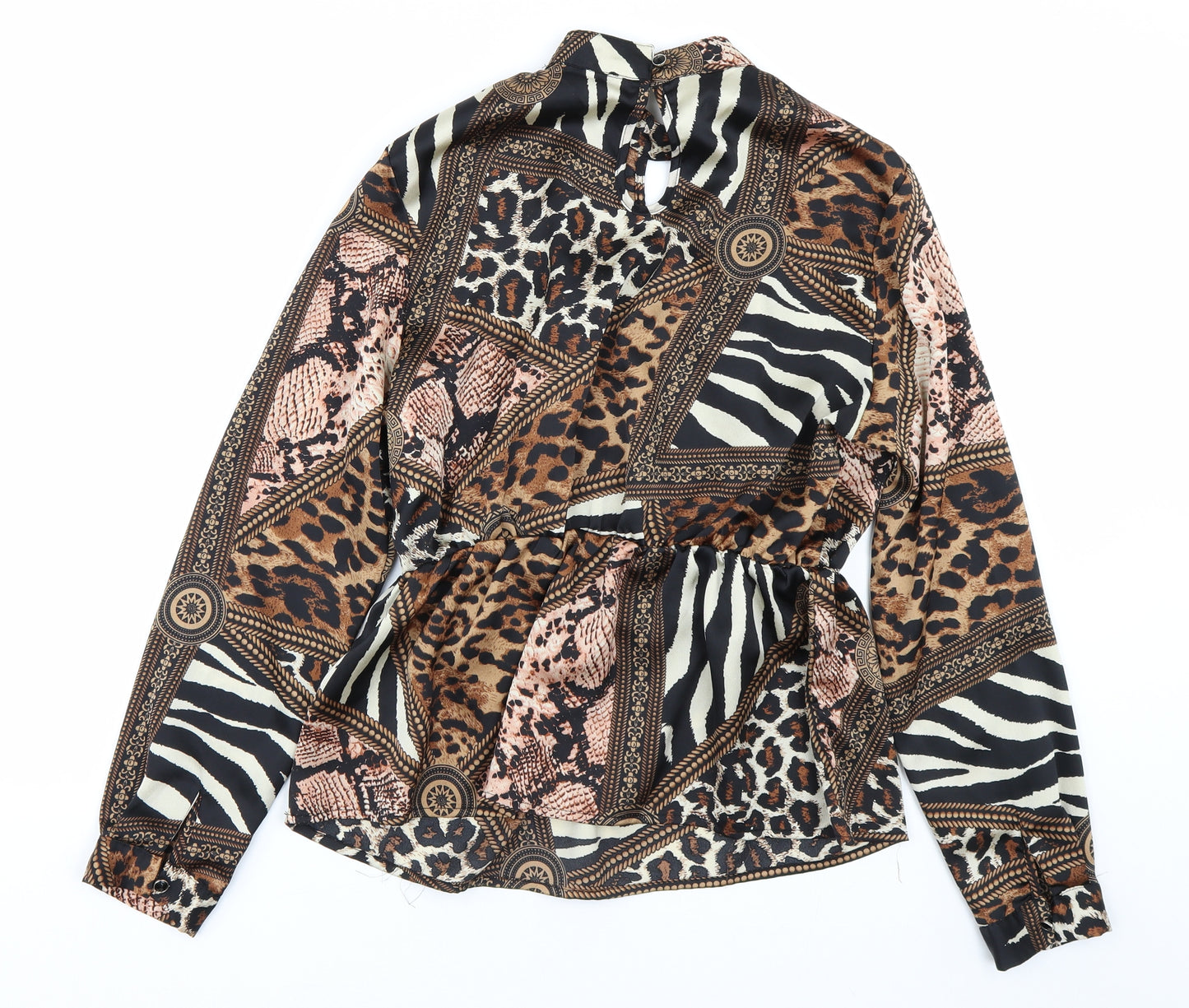 Quiz Womens Brown Animal Print  Basic Blouse Size 14