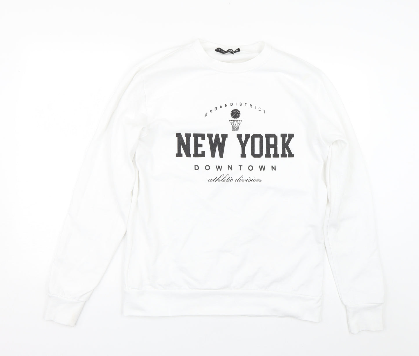 PRETTYLITTLETHING Womens White   Pullover Sweatshirt Size M