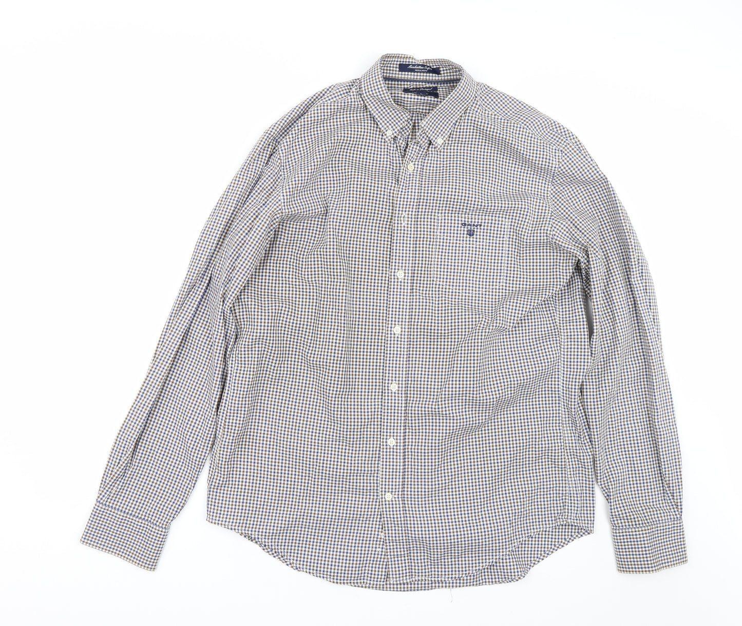 GANT Mens Blue Check   Dress Shirt Size L