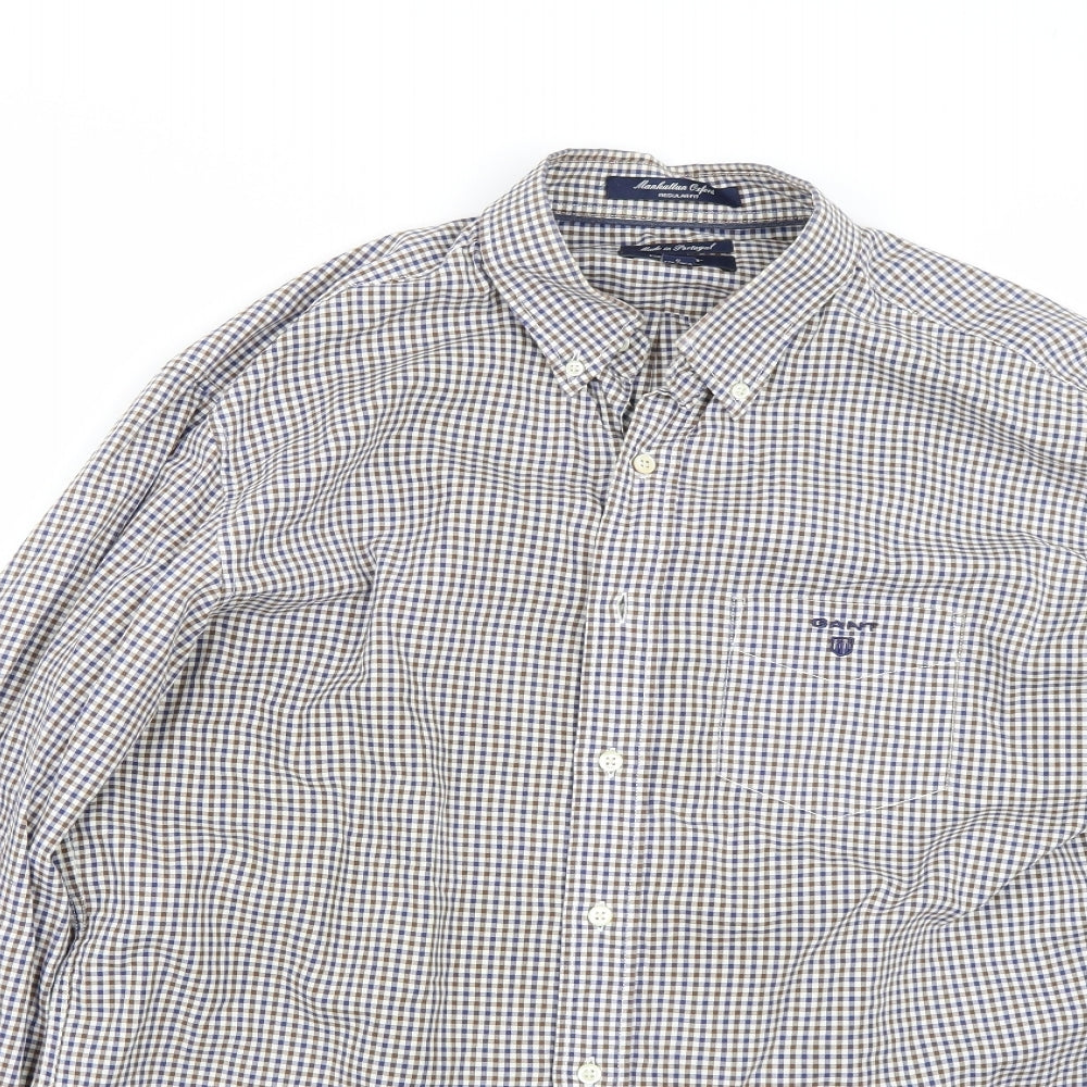 GANT Mens Blue Check   Dress Shirt Size L