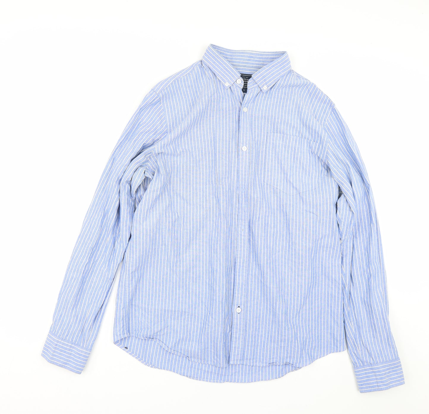 John Lewis Mens Blue Striped   Dress Shirt Size L