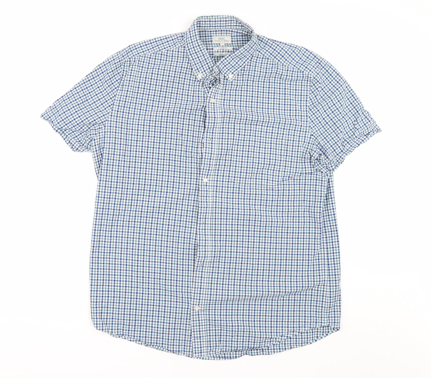 NEXT Mens Green Plaid   Button-Up Size L
