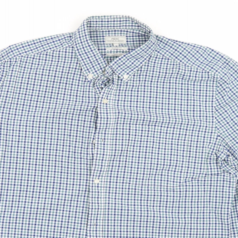 NEXT Mens Green Plaid   Button-Up Size L