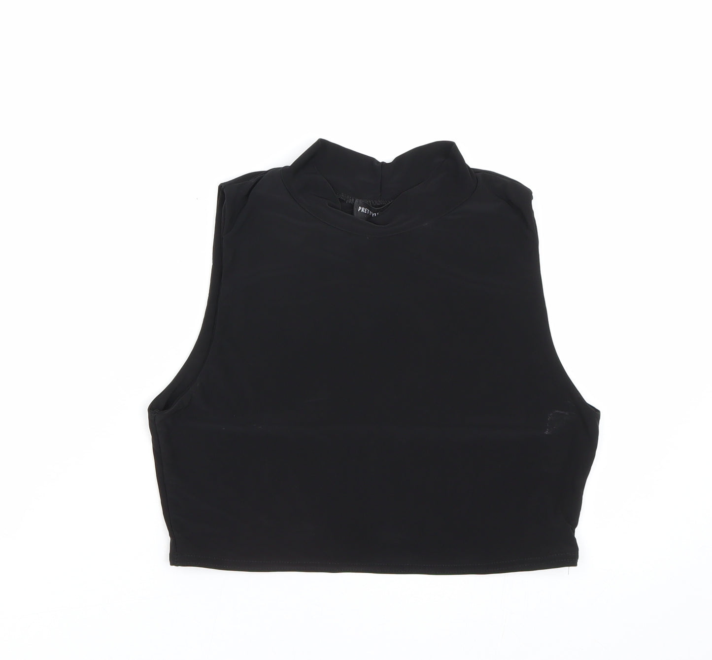 PRETTYLITTLETHING Womens Black   Cropped T-Shirt Size 14