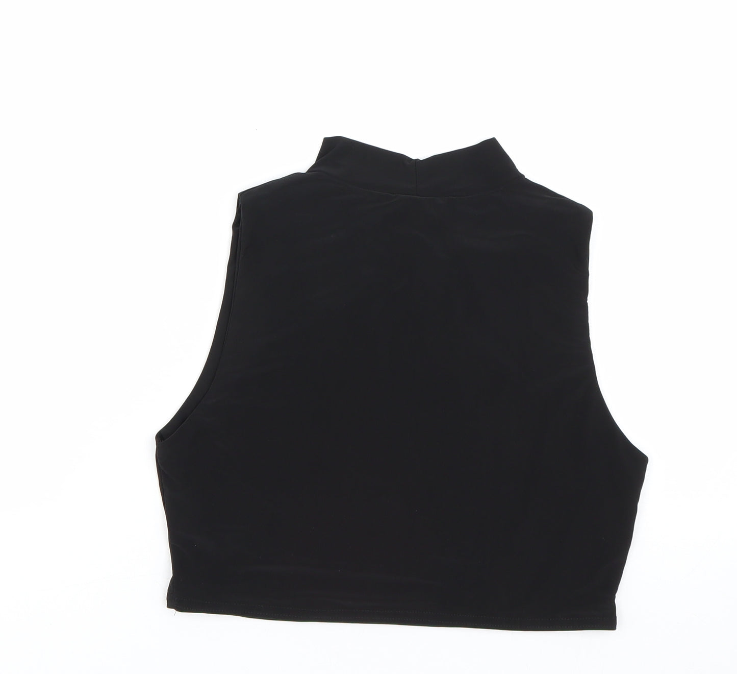 PRETTYLITTLETHING Womens Black   Cropped T-Shirt Size 14