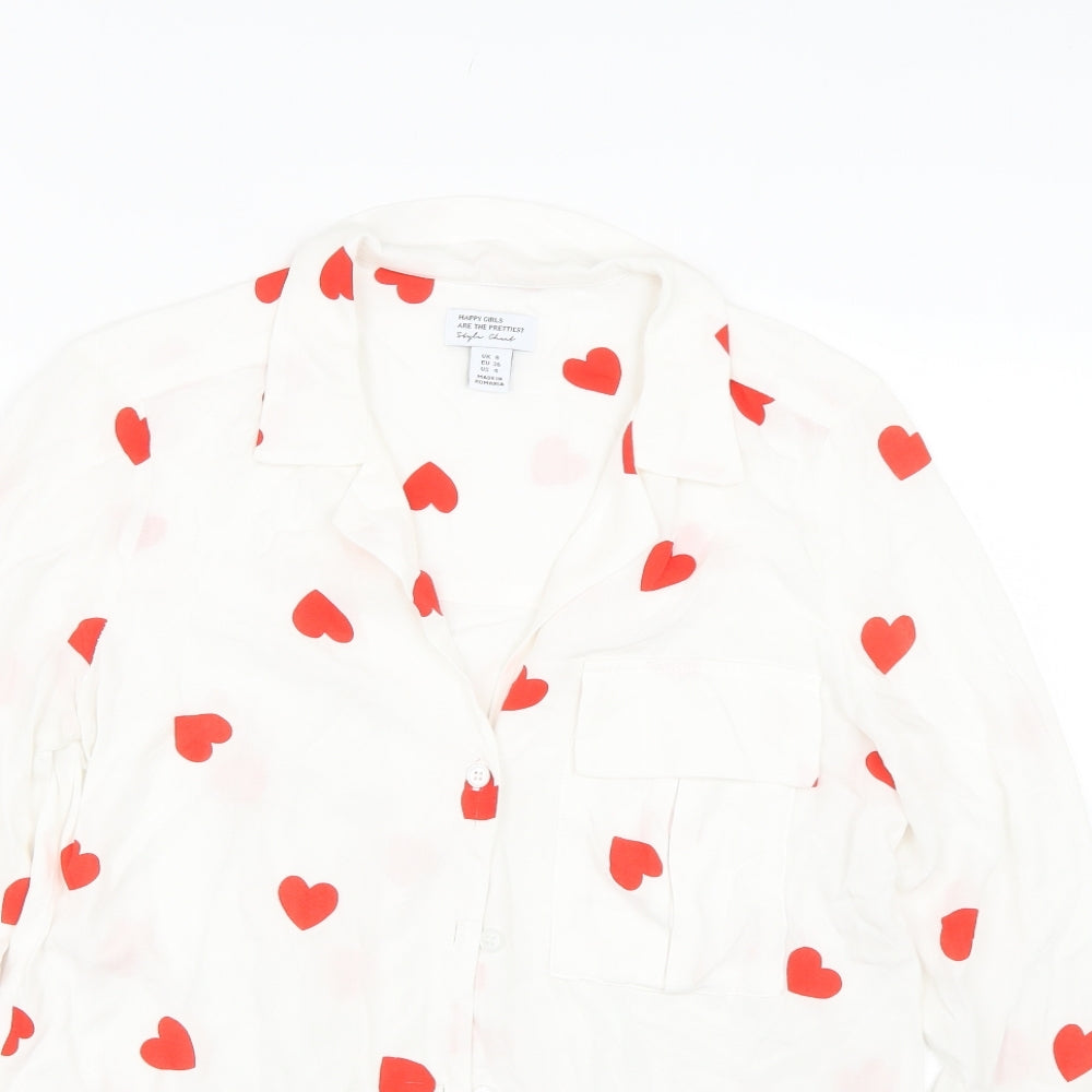 Style Cheat Womens White Polka Dot  Top Pyjama Top Size 8  - Hearts