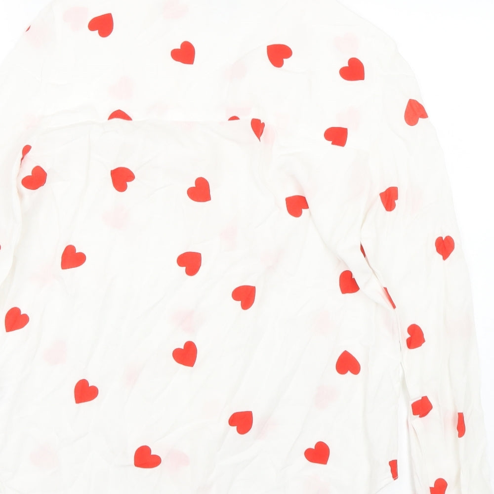 Style Cheat Womens White Polka Dot  Top Pyjama Top Size 8  - Hearts
