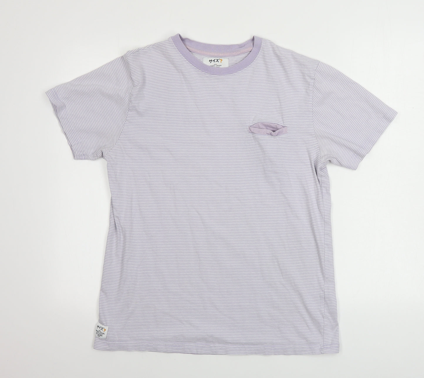 Preworn  Womens Purple Striped  Basic T-Shirt Size L