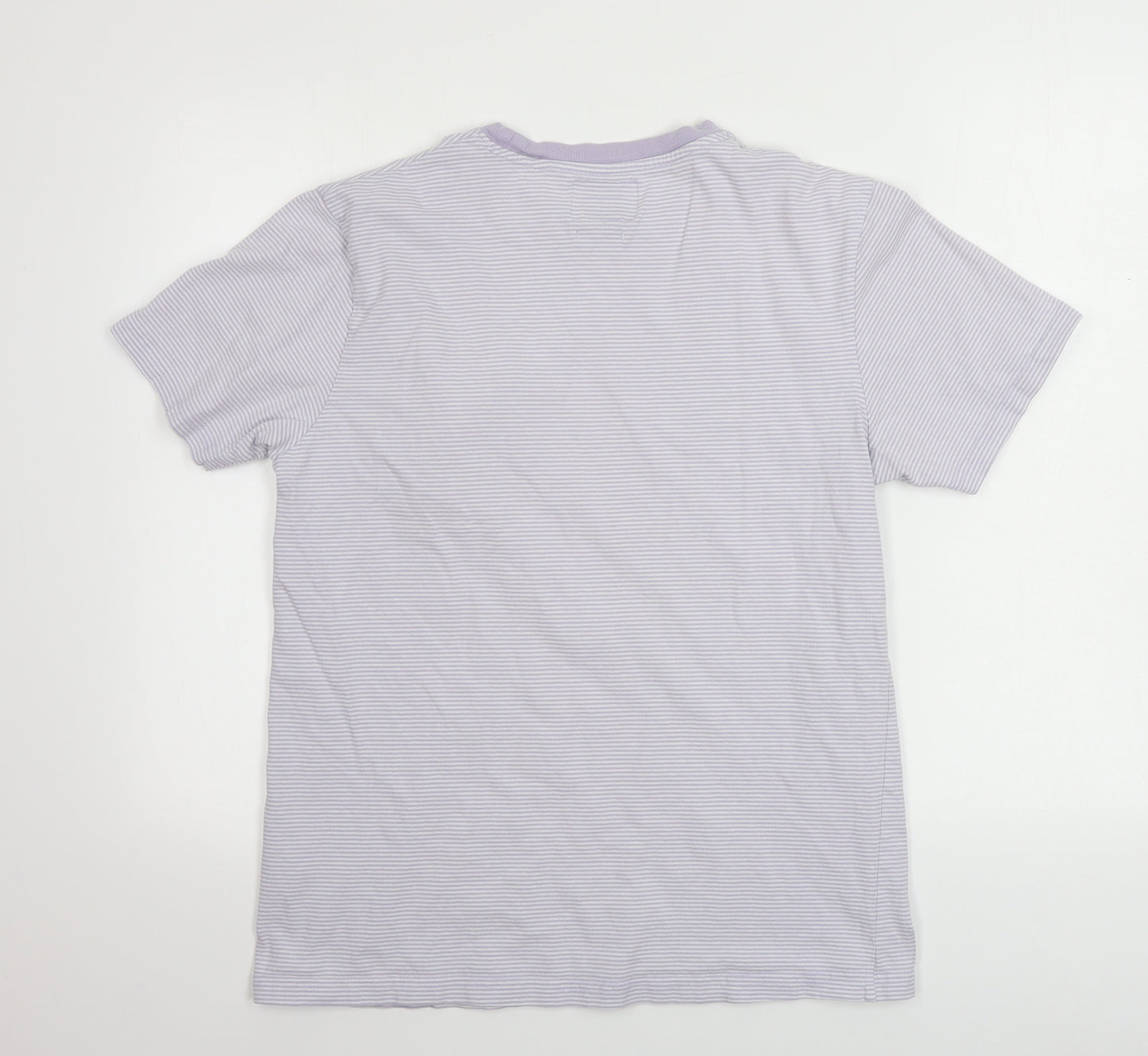 Preworn  Womens Purple Striped  Basic T-Shirt Size L