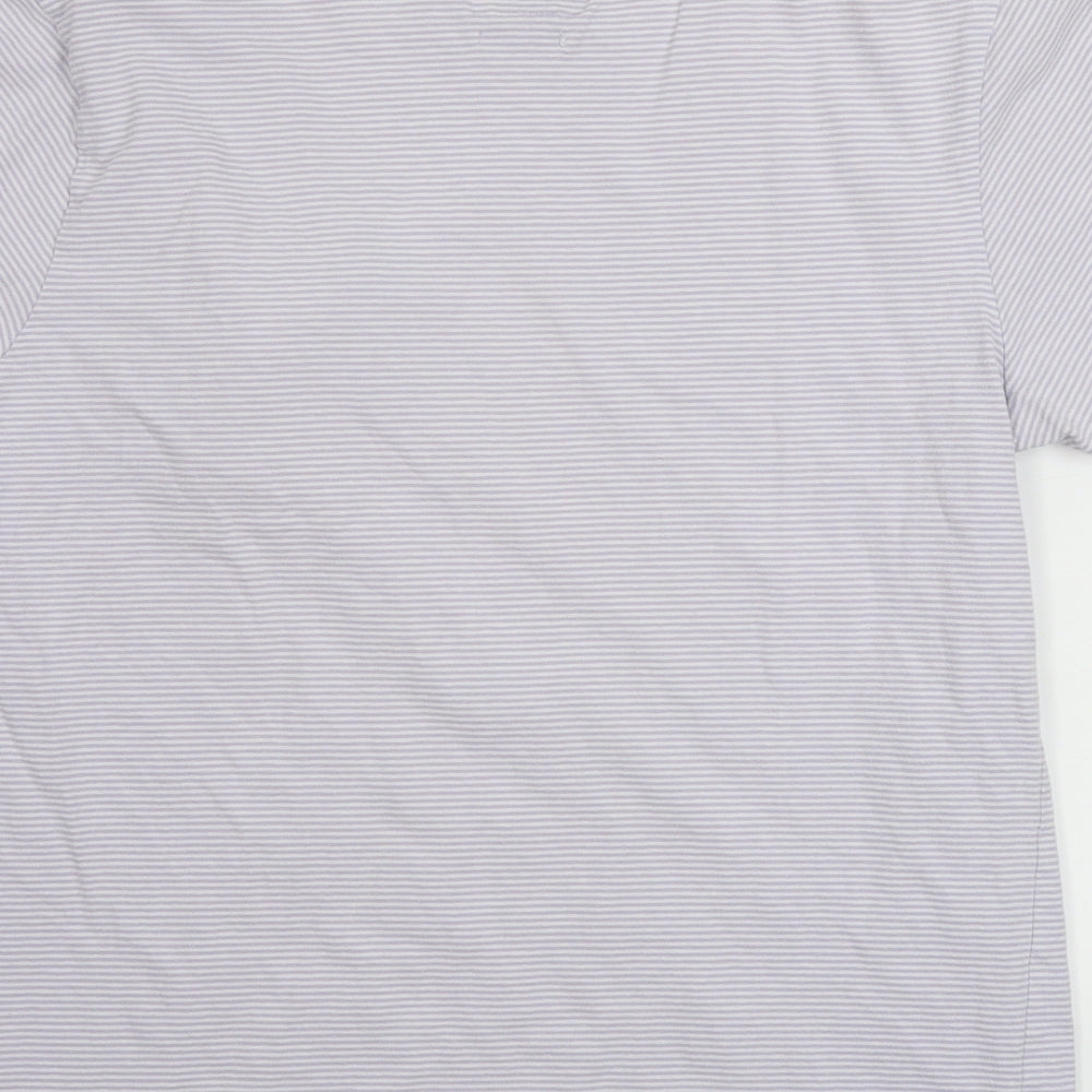 Preworn  Womens Purple Striped  Basic T-Shirt Size L