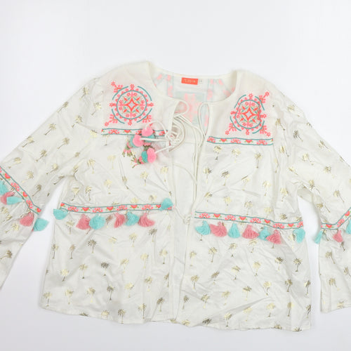 River Island  Womens White Floral  Cardigan Jumper Size S