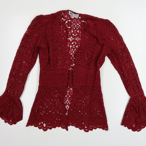 Lola Womens Red Floral  Cardigan Jumper Size XS