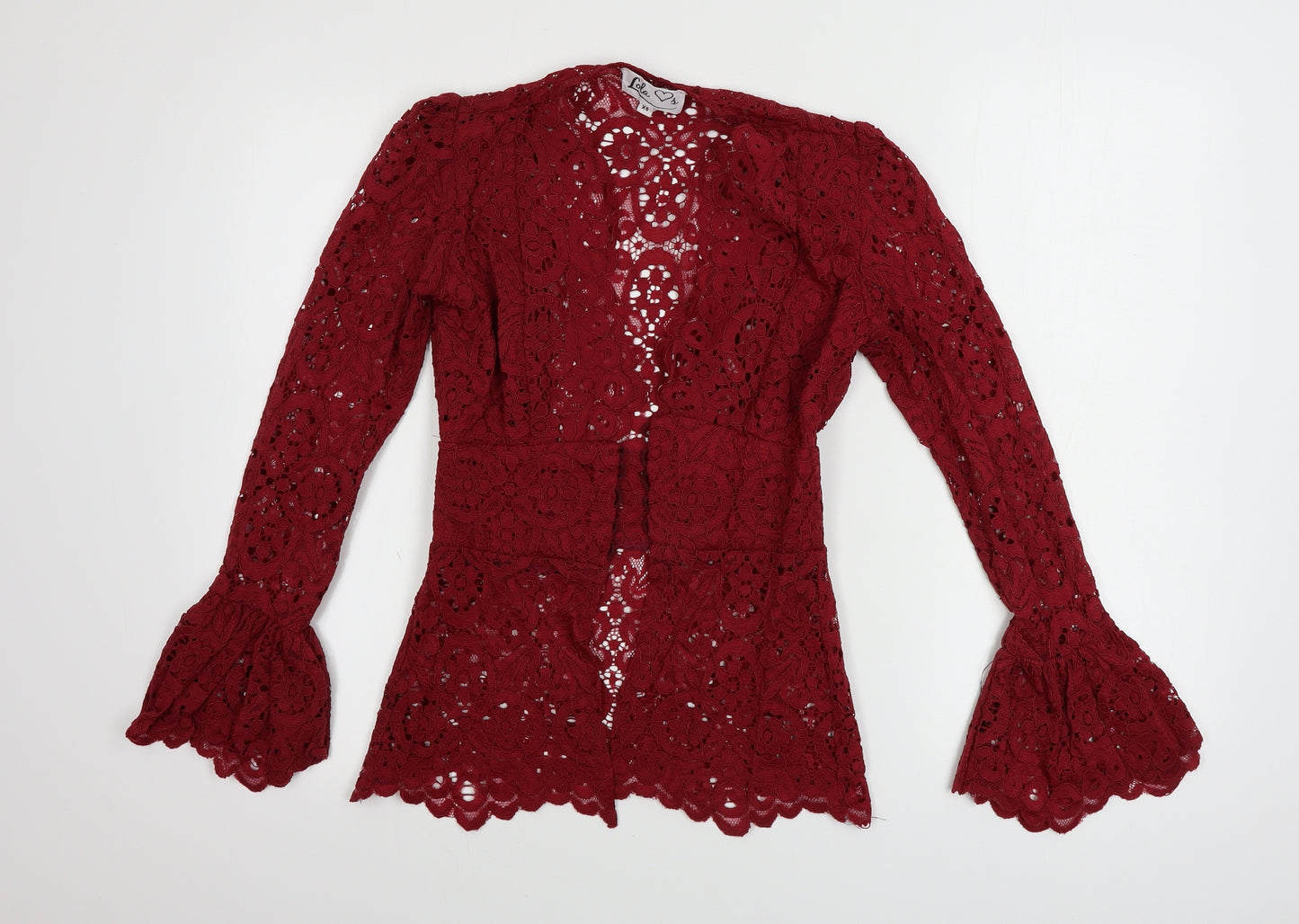 Lola Womens Red Floral  Cardigan Jumper Size XS