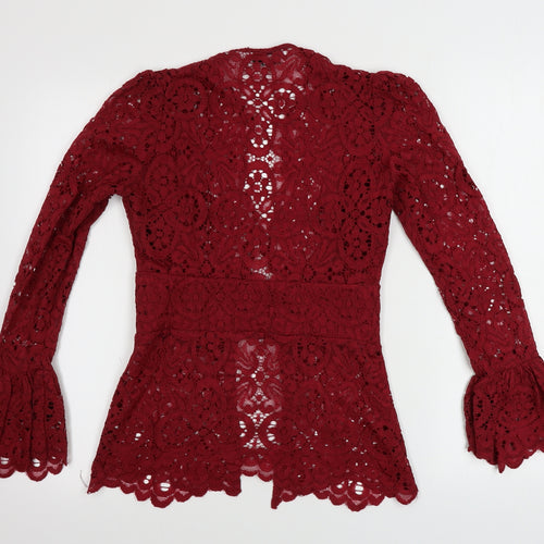 Lola Womens Red Floral  Cardigan Jumper Size XS