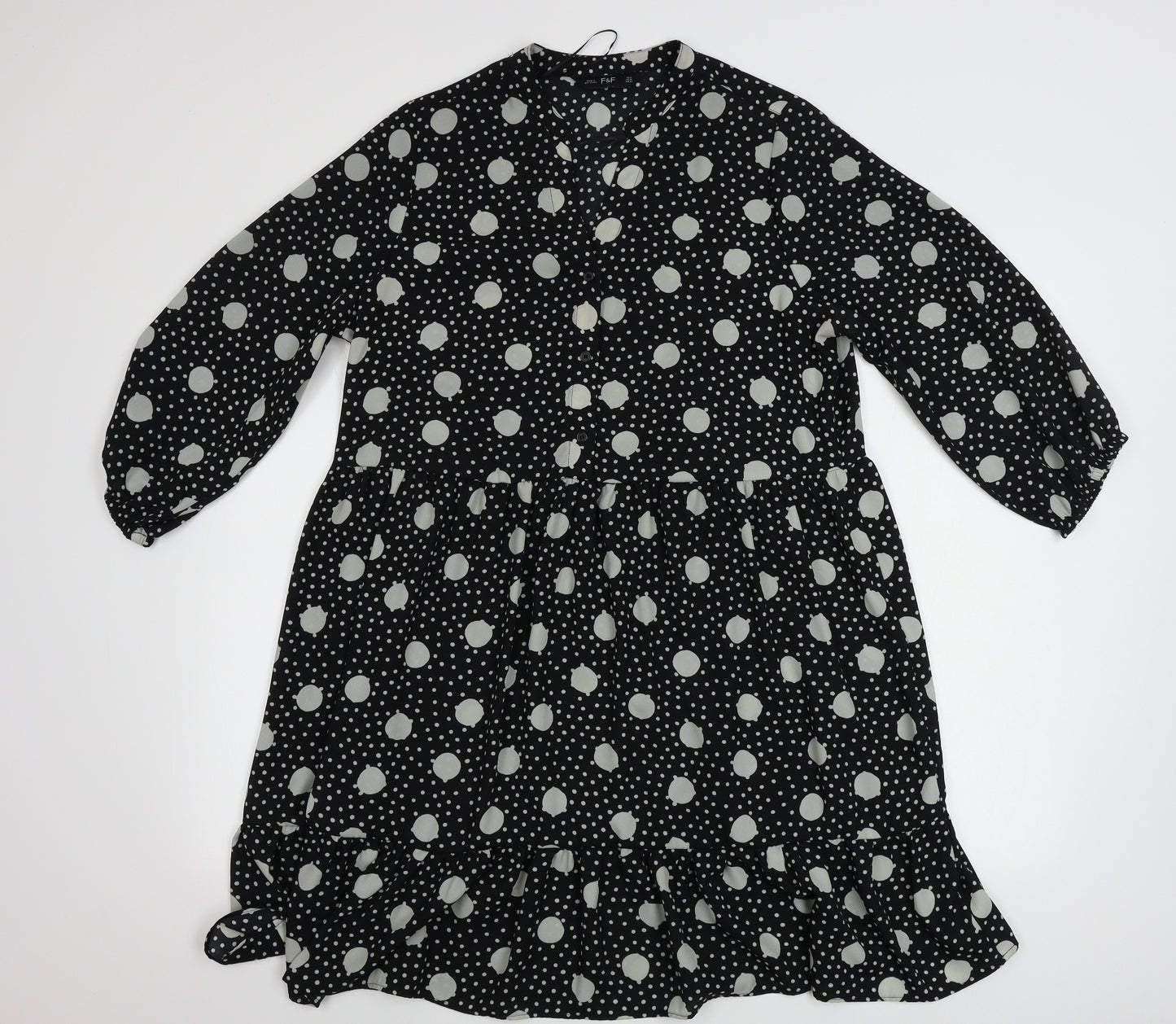 F&F  Womens Black Polka Dot  A-Line  Size 14