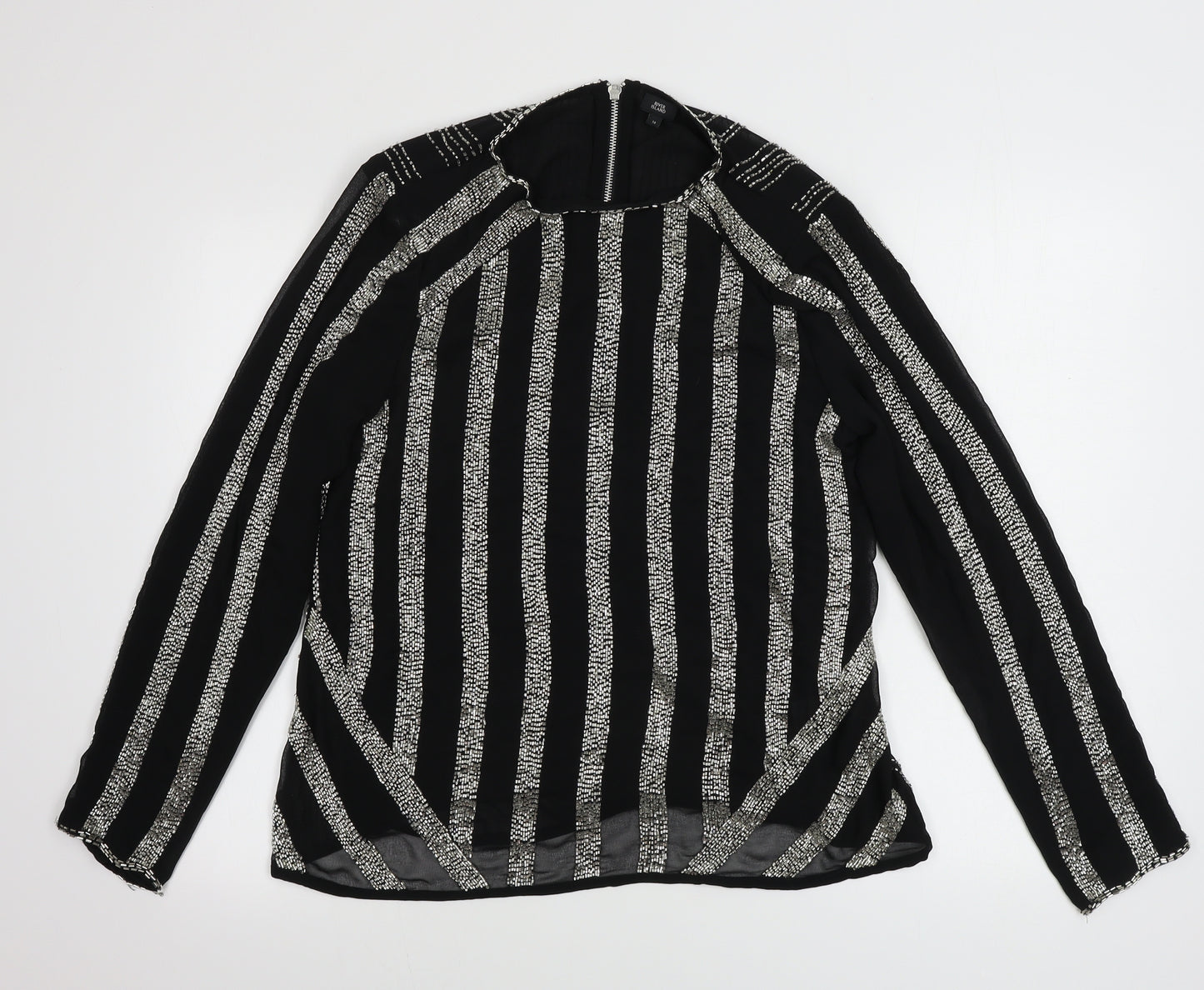 River Island  Womens Black Striped  Basic Blouse Size 14