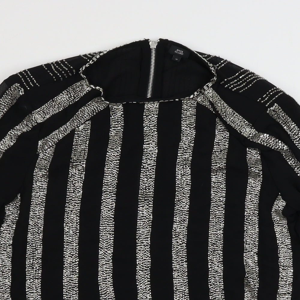 River Island  Womens Black Striped  Basic Blouse Size 14