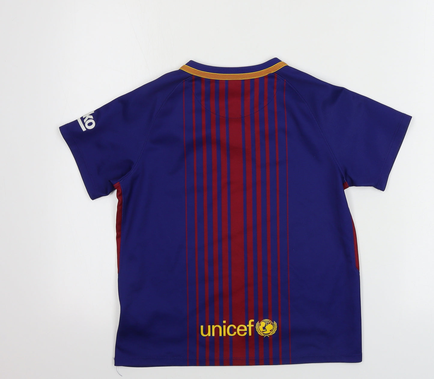Nike  Boys Blue Striped  Basic T-Shirt Size 7-8 Years  - Barcelona FC