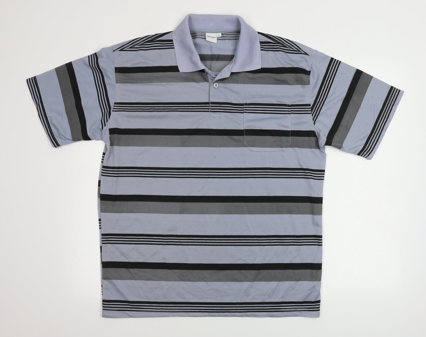 High Street  Mens Grey Striped   Polo Size L