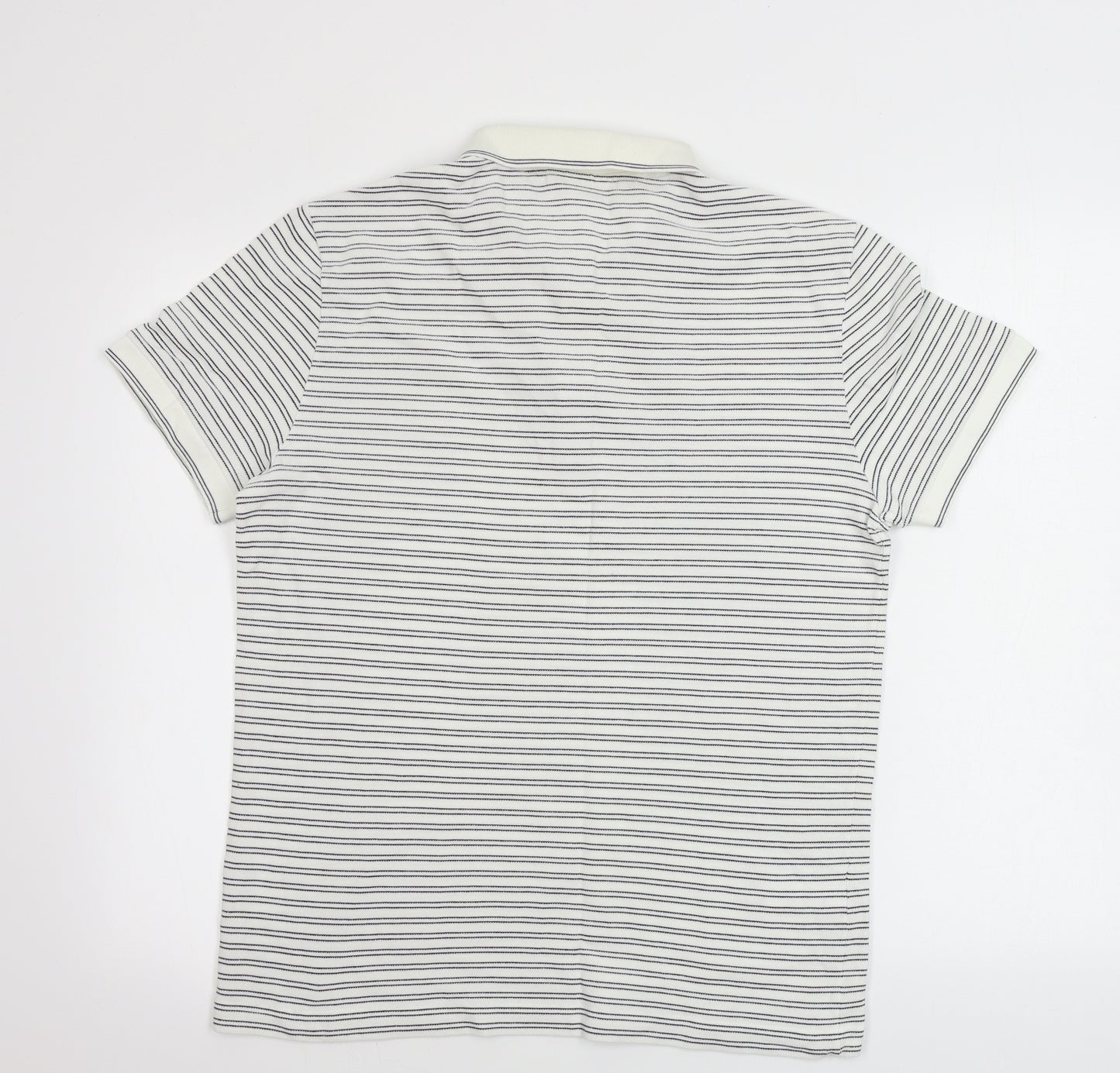 Lacoste Mens White Striped   Polo Size M