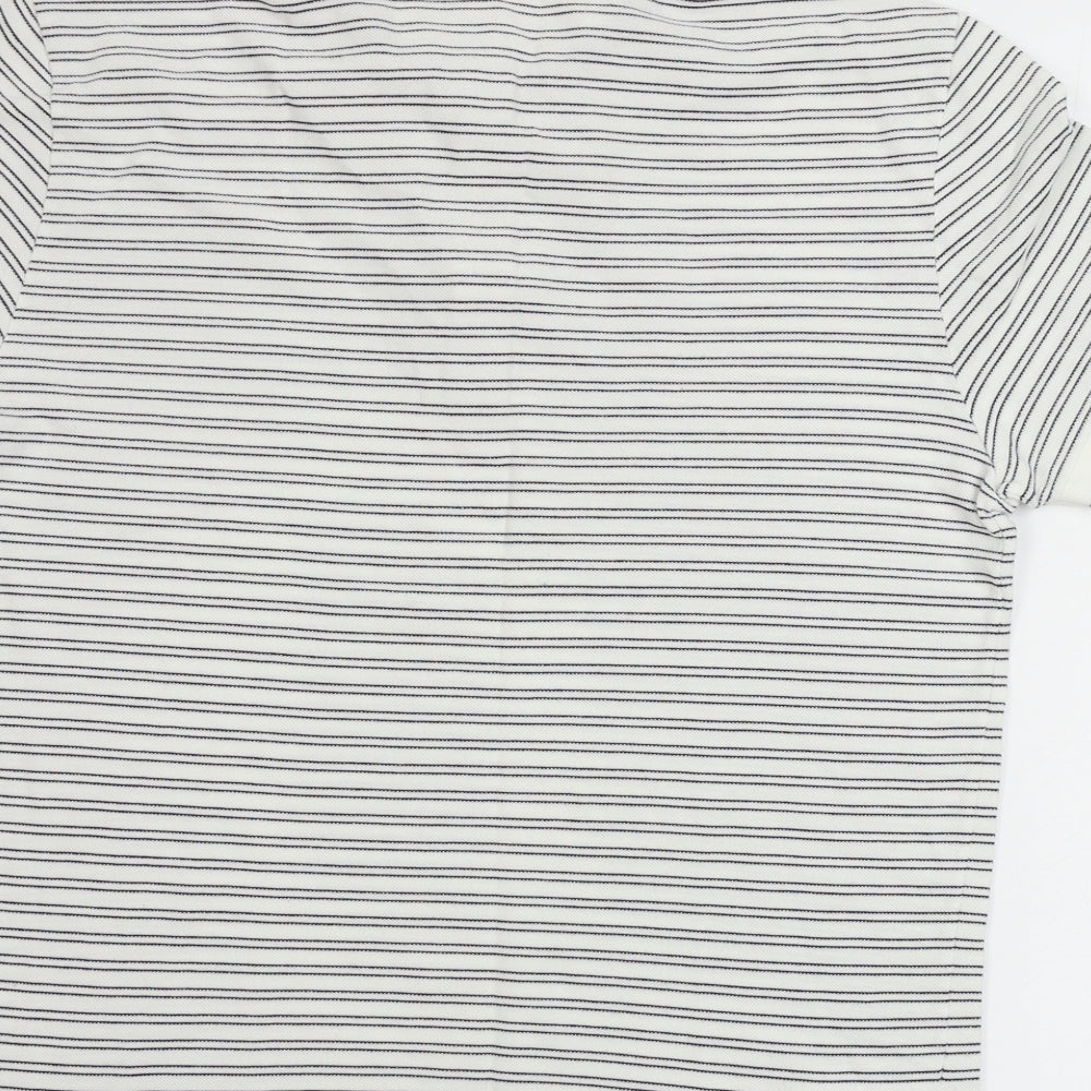 Lacoste Mens White Striped   Polo Size M