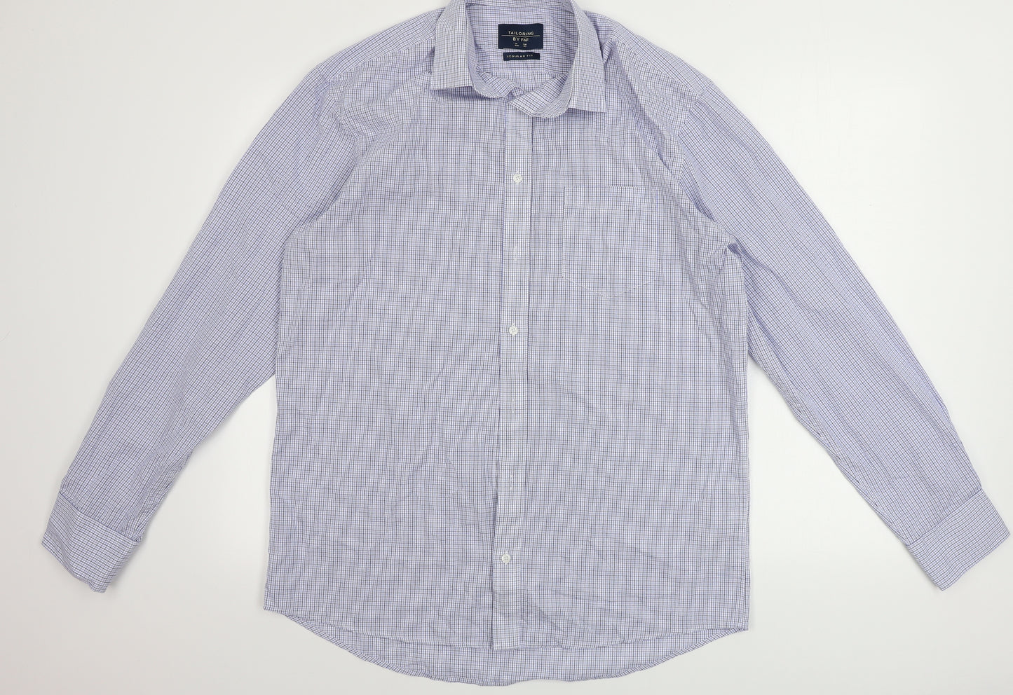 F&F  Mens Blue Check   Dress Shirt Size 15.5
