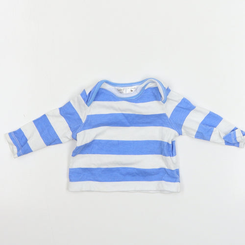 M&Co Boys White Striped  Basic T-Shirt Size 3-6 Months