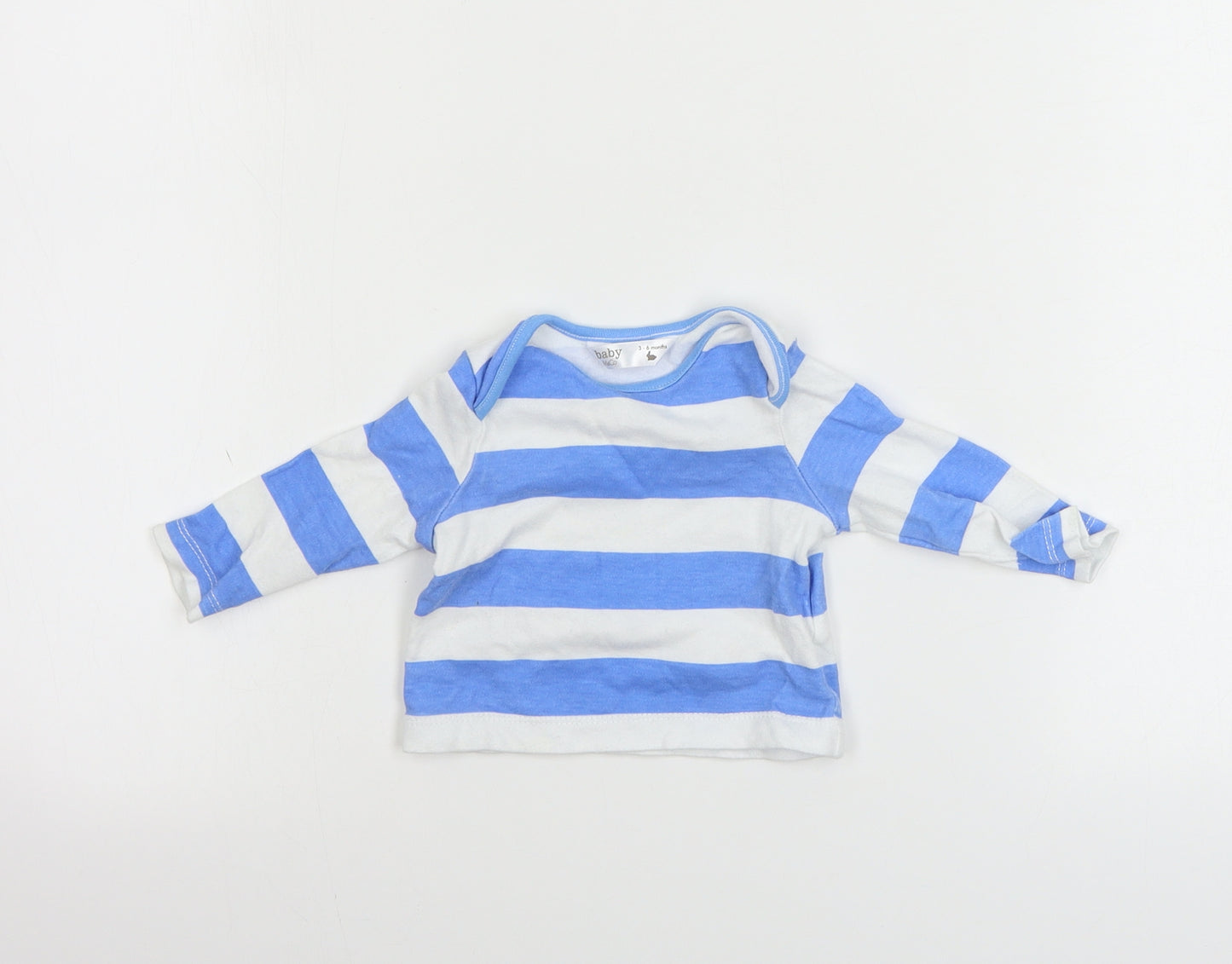 M&Co Boys White Striped  Basic T-Shirt Size 3-6 Months