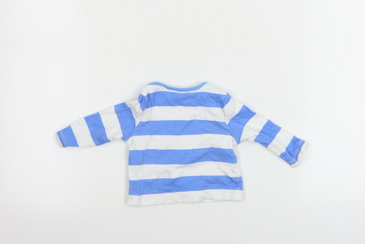 M&Co Boys White Striped  Basic T-Shirt Size 3-6 Months