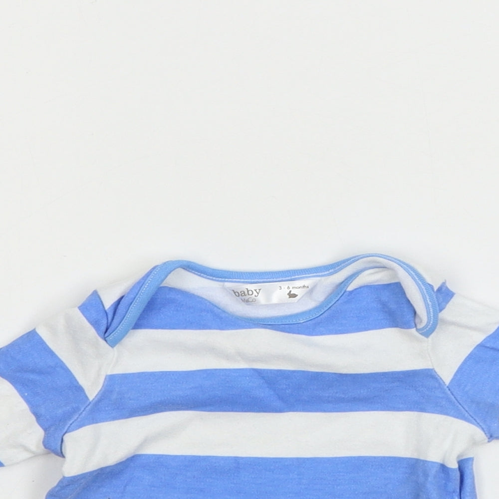 M&Co Boys White Striped  Basic T-Shirt Size 3-6 Months