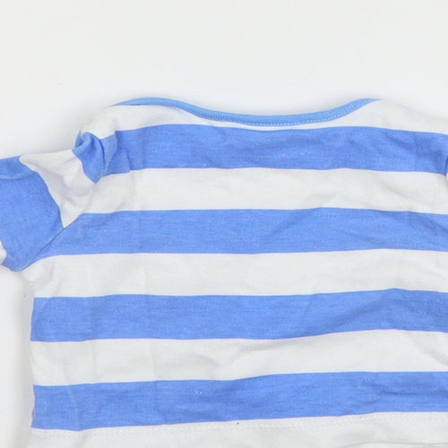M&Co Boys White Striped  Basic T-Shirt Size 3-6 Months