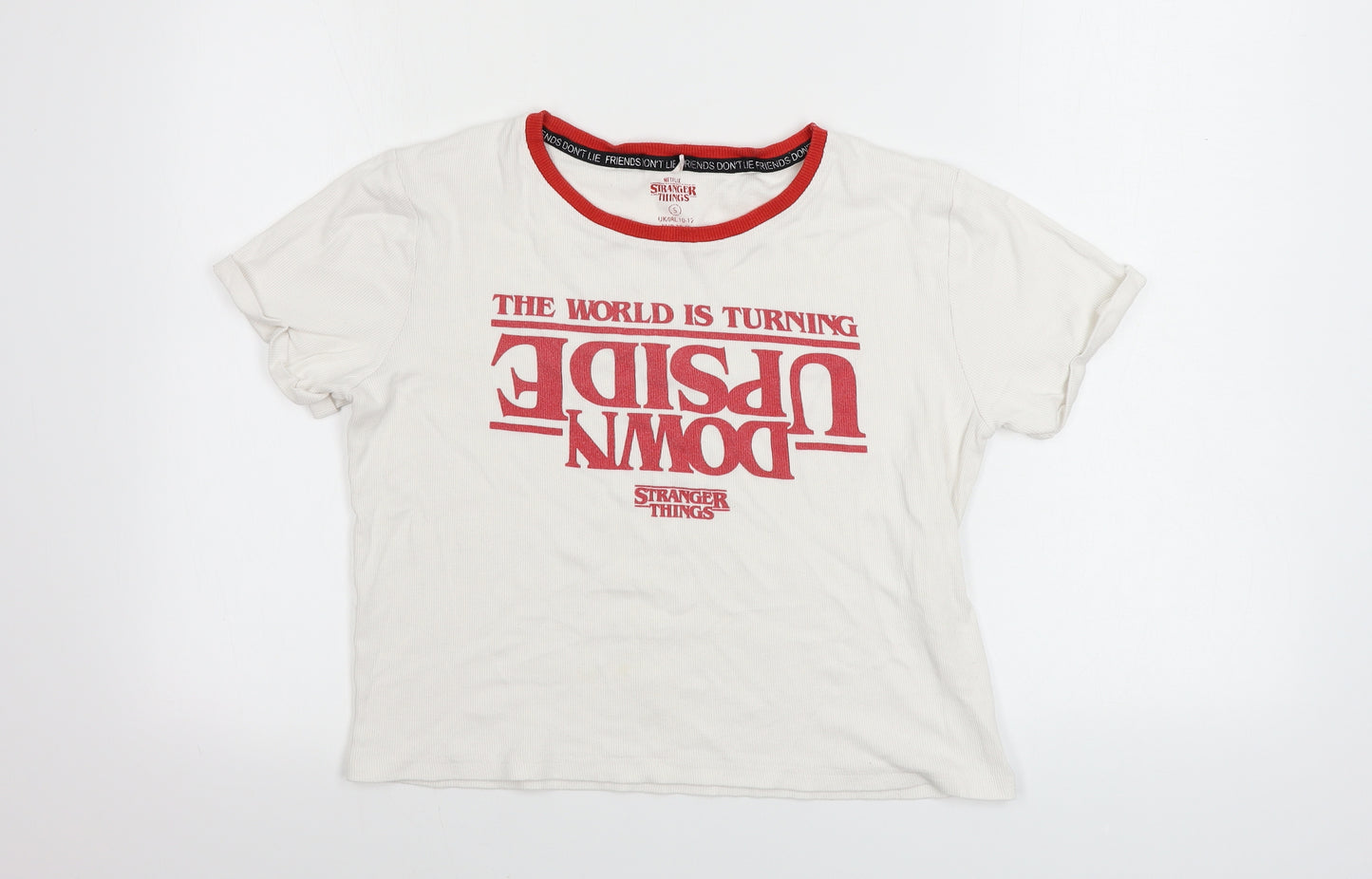 love to lounge   Womens White   Basic T-Shirt Size S  - stranger things