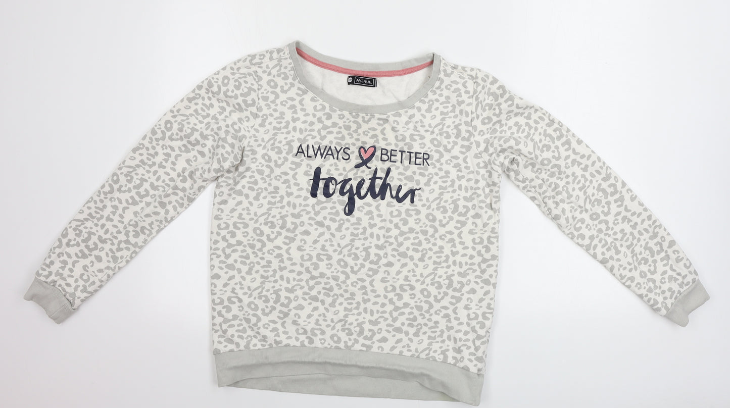 Avenue Womens White Animal Print  Pullover Jumper Size 10