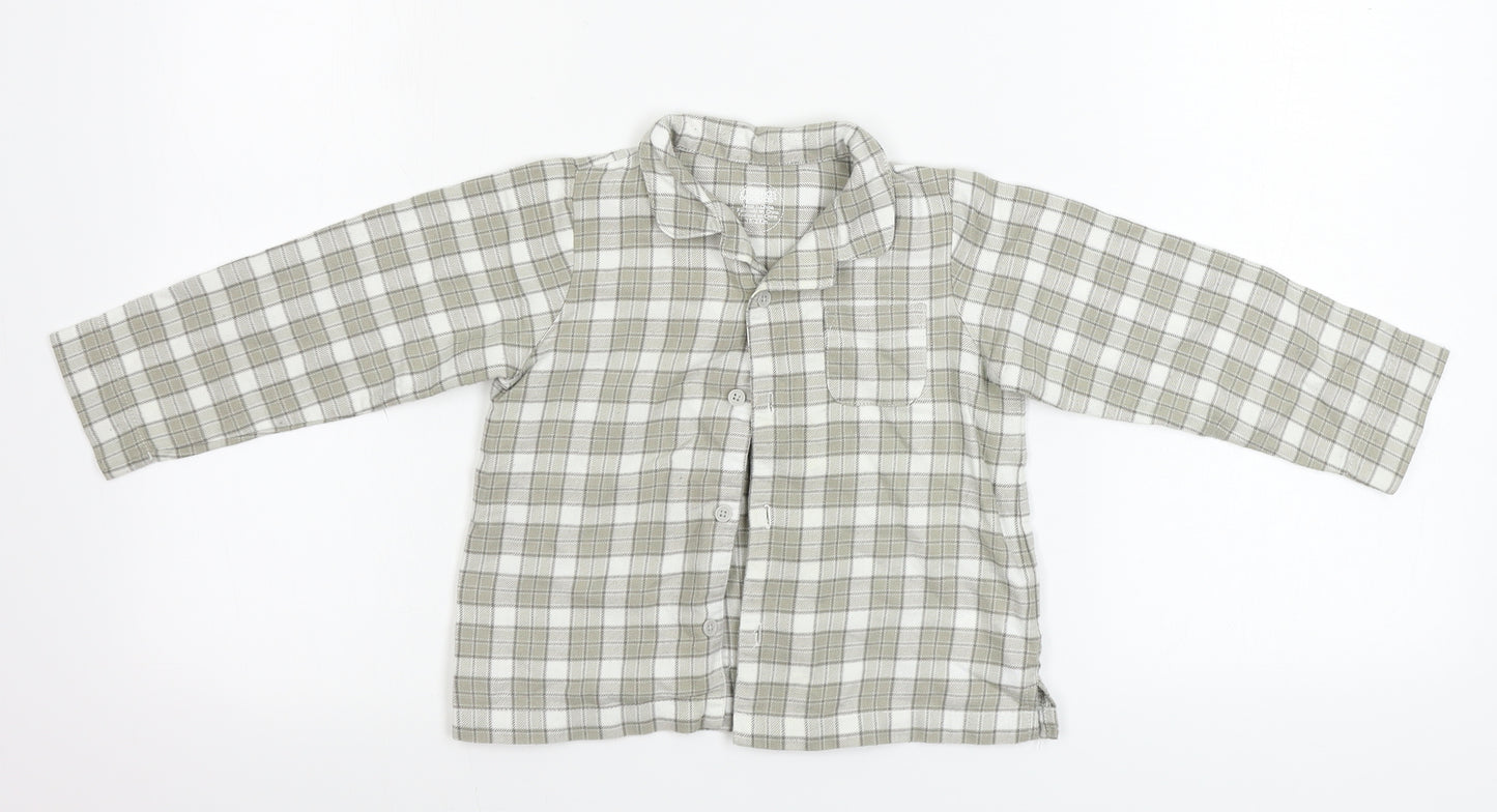 mamas & papas   Beige Check  Basic Button-Up Size 18-24 Months