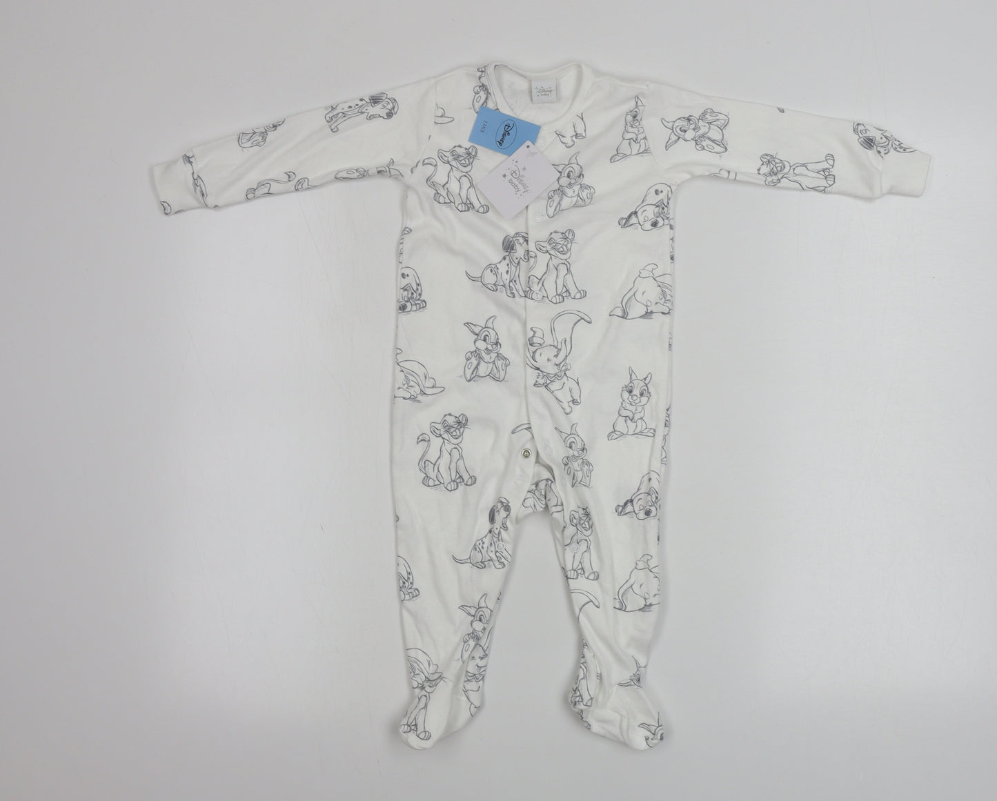 Disney Boys White   Babygrow One-Piece Size 9-12 Months  - DISNEY