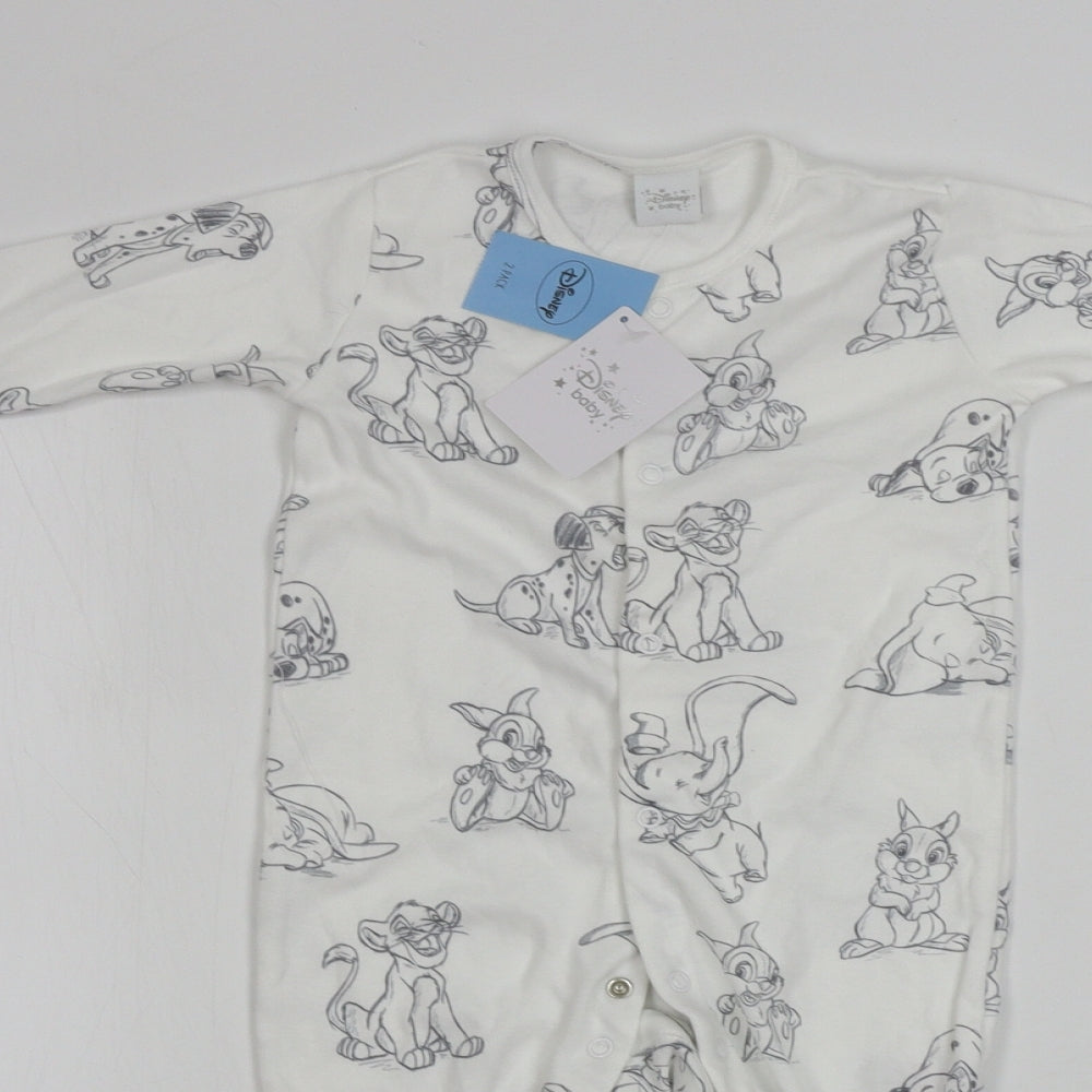 Disney Boys White   Babygrow One-Piece Size 9-12 Months  - DISNEY
