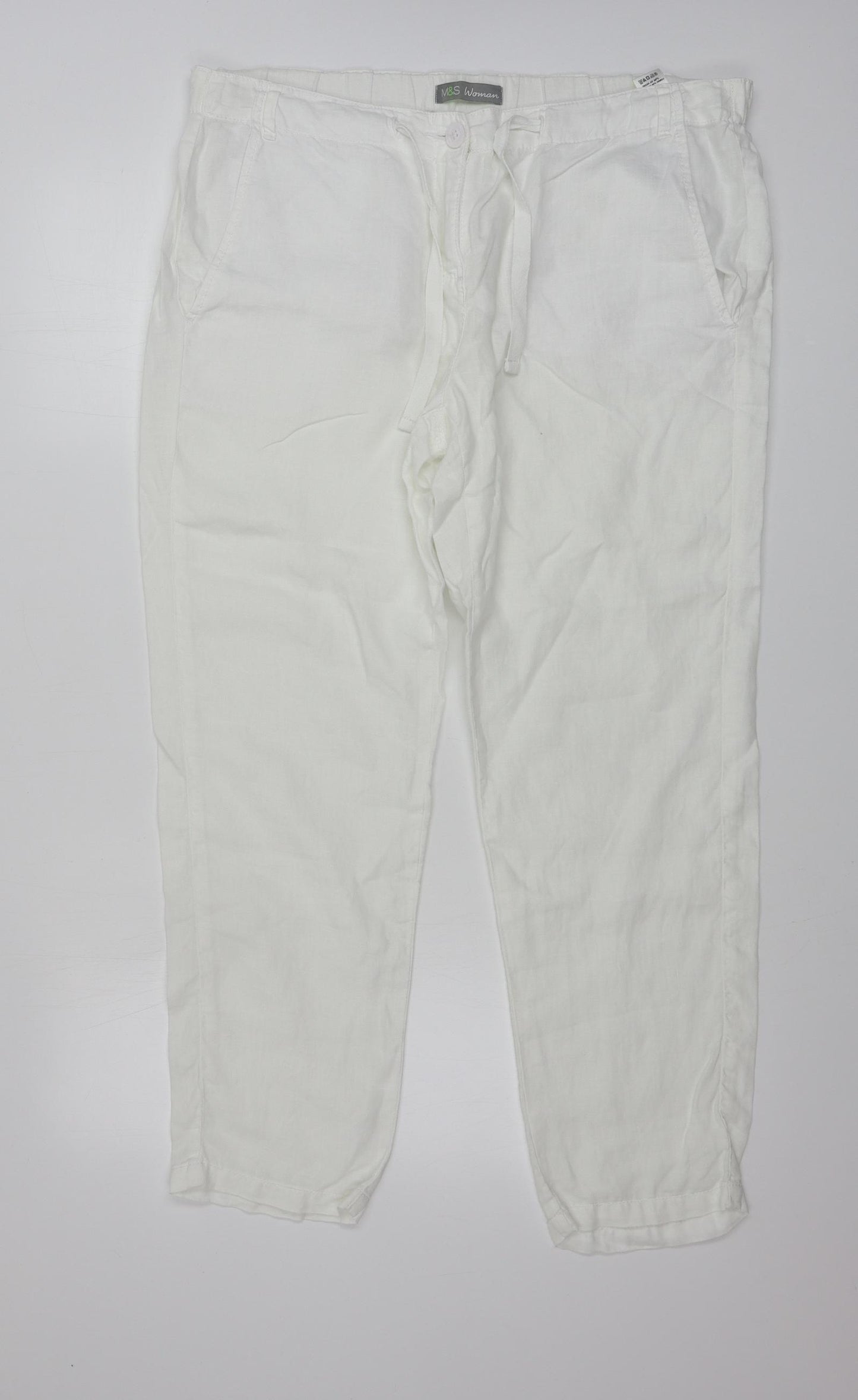 Marks and Spencer  Womens White   Trousers  Size 14 L25 in