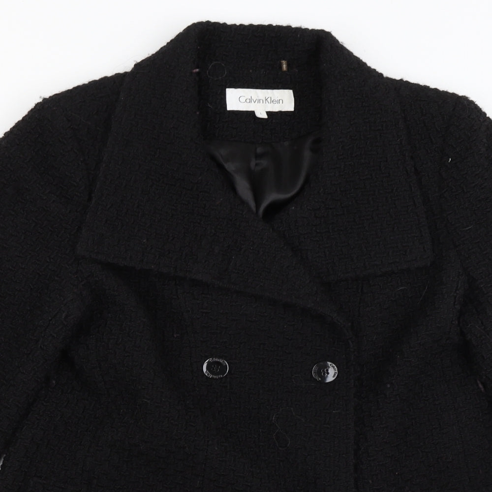Calvin Klein Womens Black   Overcoat Coat Size L