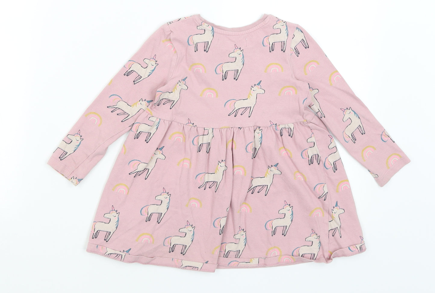 M&S Girls Pink   Fit & Flare  Size 2-3 Years  - Unicorns